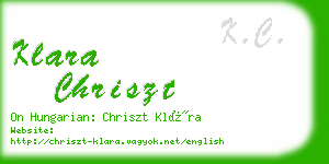 klara chriszt business card